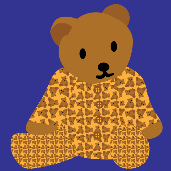 Bear wearing bear pattern pajamas.