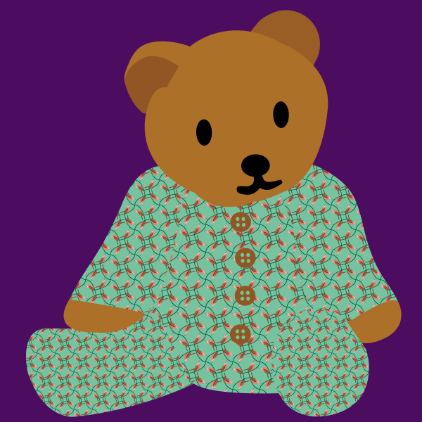 Bear wearing wren pattern pajamas